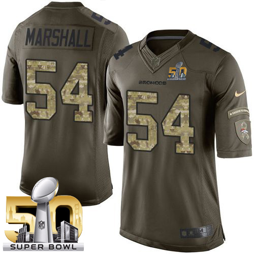 Nike Broncos #54 Brandon Marshall Green Super Bowl 50 Men's Stitched NFL Limited Salute To Service Jersey - Click Image to Close